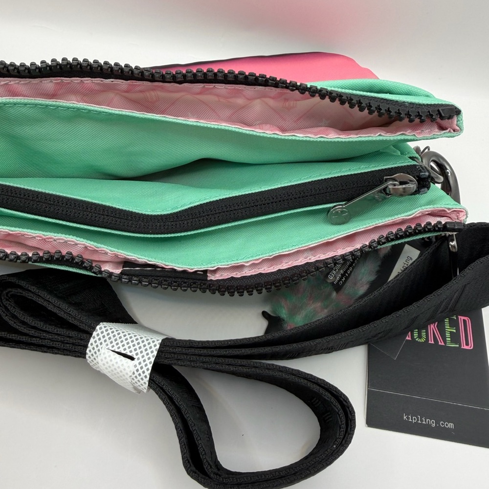 Kipling Wicked RiRi Gradient Crossbody with Pink and Green Monkey bag charm NWT - Picture 11 of 16